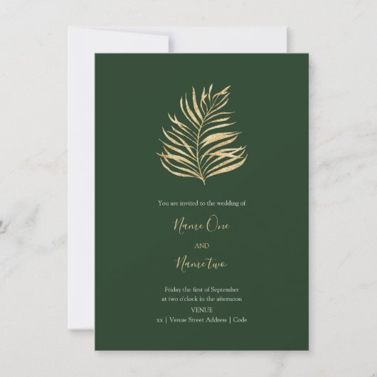 Gold forrest leaf bruiloft kaart (Voorkant)