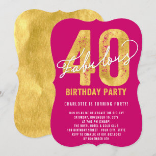 Gold Forty et fabuleux Invitation de la fête du 40