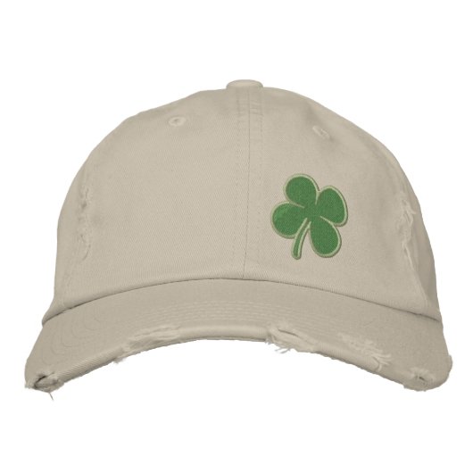 Gold Four Leaf Clover St. Patricks Geborduurde Pet (Voorkant)