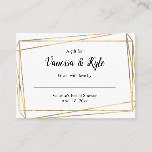 Gold Frame Afficher carte d'insertion de douche nu (Dos)