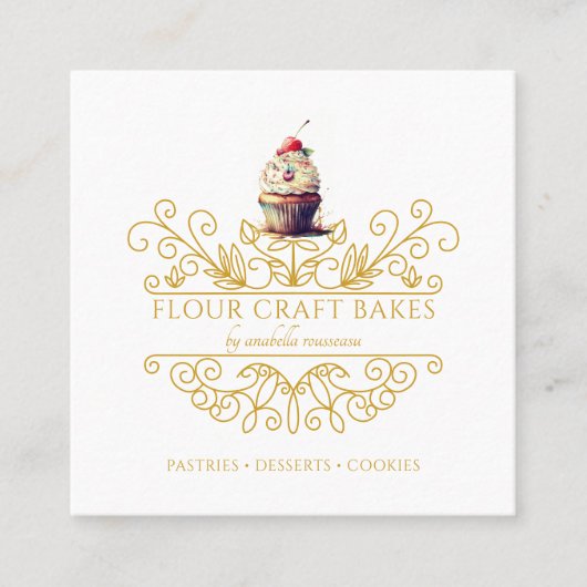 Gold Frame Bakery Baker's Logo Carte de visite (Devant)