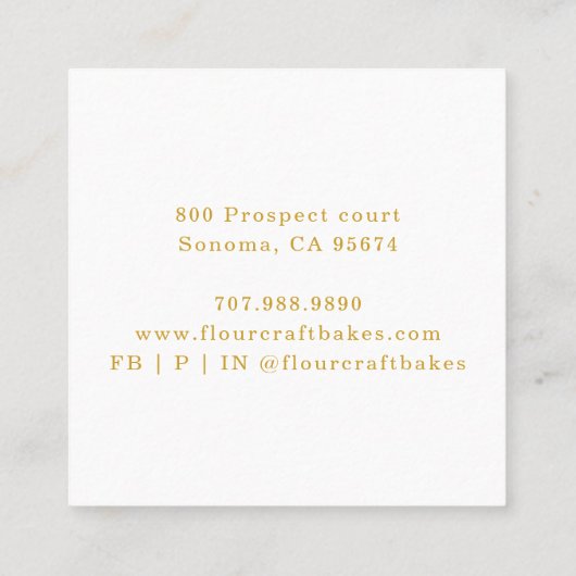 Gold Frame Bakery Baker's Logo Carte de visite (Dos)