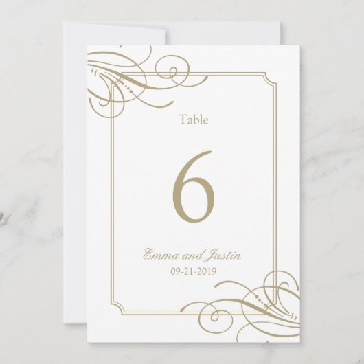 Gold Frame Classic Mariage Numéros de table (Devant)