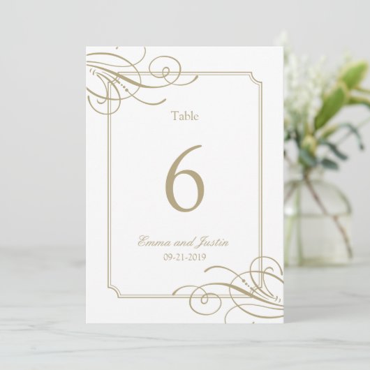 Gold Frame Classic Mariage Numéros de table (Debout devant)