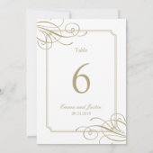 Gold Frame Classic Mariage Numéros de table (Dos)