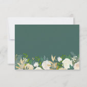 Gold Frame Green Ivory Floral Wedding RSVP Réponse (Dos)