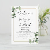 Gold Frame Green Mariage Ceremony Programme (Debout devant)