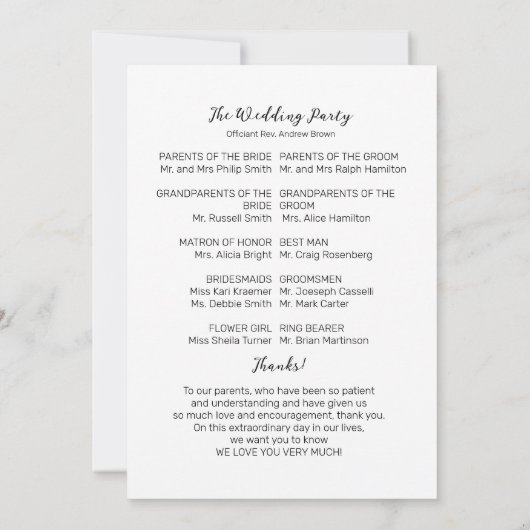 Gold Frame Green Mariage Ceremony Programme (Dos)