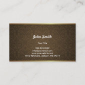 Gold Frame Music Studio Damask Carte de visite (Dos)