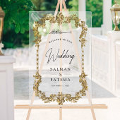 Gold Frame Muslim Wedding Welcome Frosted