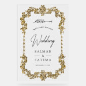 Gold Frame Muslim Wedding Welcome Frosted Acryl Bord (Voorkant)