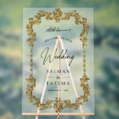 Gold Frame Muslim Wedding Welcome Frosted Acryl Bord (Neutraal)