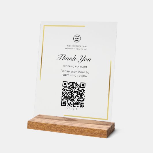 Gold Frame QR Code Laisser Un Avis Business Store (Angle)