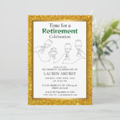 Gold Frame Retirement Celebration Invitation (Debout devant)
