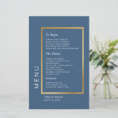Gold Frame Simple élégant menu mariage bleu classe (Debout devant)