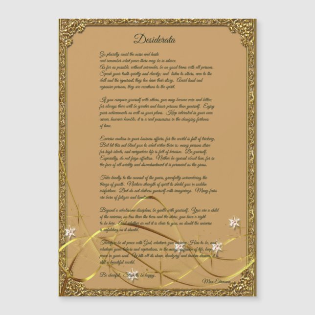 Gold Framed Desiderata Poem Magnet (Voorkant)
