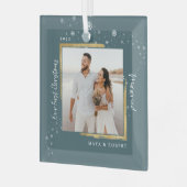 Gold Framed Foto Ons eerste kersthuwelijk Gla Glas Ornament (Voorkant links)
