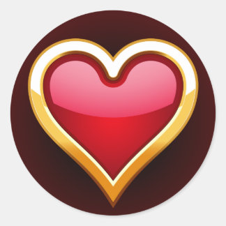 GOLD FRAMED HEART RONDE STICKER