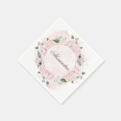 Gold FrameFloral Persoonsnaam Roze Roses Servet (Hoek)