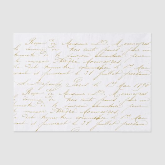 Gold  Franse handschrifthandtekencursief Tissuepapier (Voorkant)