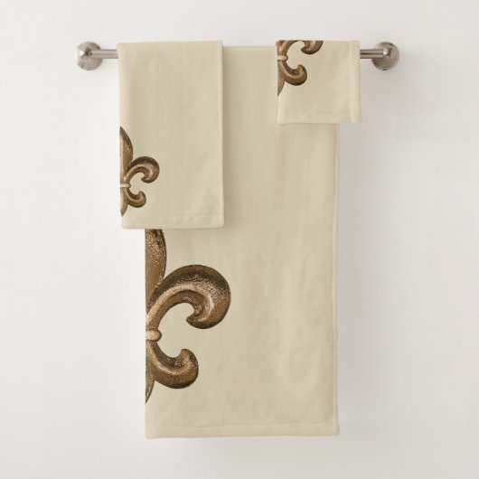 Gold French Fleur de Lis Bad Handdoek (Insitu)