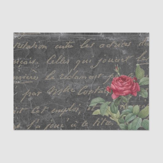 Gold French Script Chalkboard Roos Tissuepapier (Voorkant)