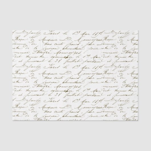  Gold French Script Handwriting Cursive Tis Tissuepapier (Voorkant)