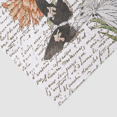 Gold French Script Peony Butterfly Floral  Tissuepapier (Detail)