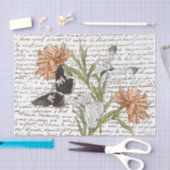 Gold French Script Peony Butterfly Floral  Tissuepapier (Craft)