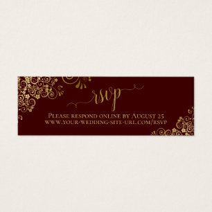 Gold Frills Auburn Mariage Brown RSVP Carte en lig
