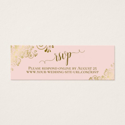 Gold Frills Blush rose Wedding Carte en ligne RSVP (Devant)