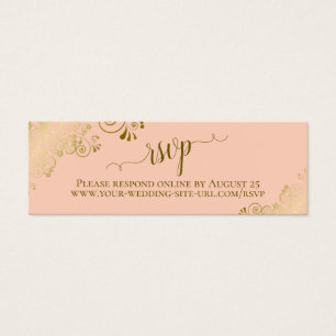 Gold Frills Coral Peach Wedding RSVP Carte en lign