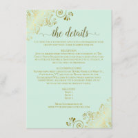 Gold Frills legant Neo Mint Green Wedding Details