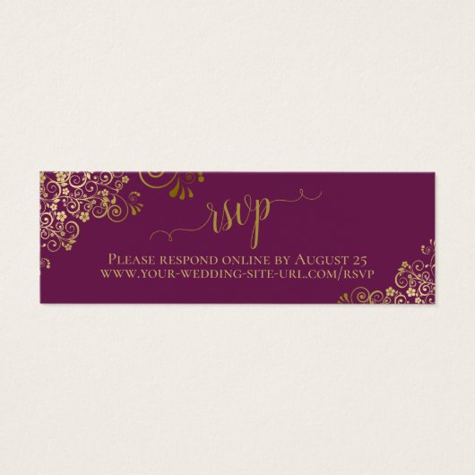 Gold Frills Magenta Plum Wedding Carte en ligne RS (Devant)