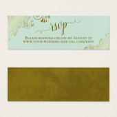 Gold Frills Mint Green Wedding Carte en ligne RSVP (Devant & derrière)