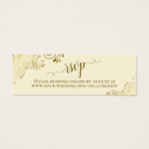 Gold Frills op Cream Wedding RSVP Online Card Mini Visitekaartjes