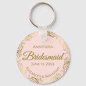 Gold Frills op roze bruidbruidbruidbruidbruidgesch Sleutelhanger (Voorkant)