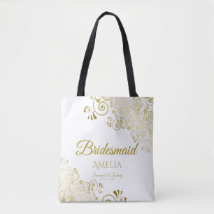 Gold Frills op White Elegant Bridesmaid Weddenscha Draagtas