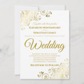 Gold Frills Simple Chic Wedding Uitnodiging (Voorkant)