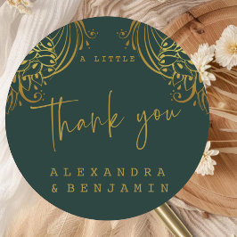  Gold Frills Wedding een lieve dank u Ronde Sticker