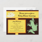 Gold Frog en Lotus Baby shower Invitation Uitnodiging Briefkaart (Voorkant / Achterkant)