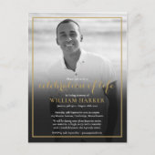 Gold Funeral Black and White Photo Invitation (Devant)