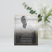 Gold Funeral Black and White Photo Invitation (Debout devant)
