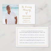 Gold funeral Memorial Prayer Cartes photos (Devant / Derrière)