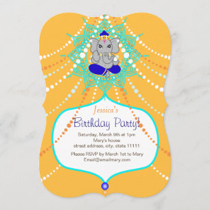 Gold Ganesh Birthday 5-inch x 7-inch uitnodigingsk Kaart