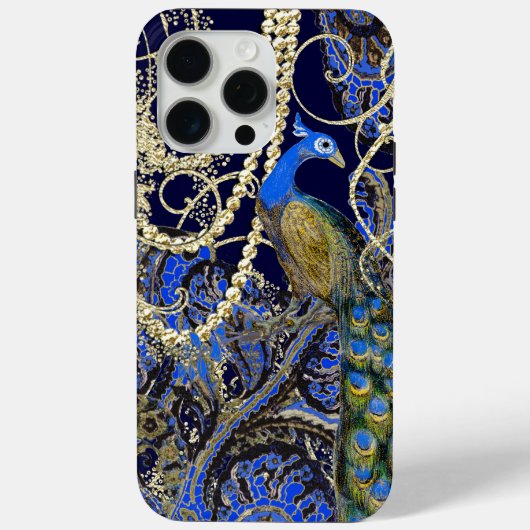 Gold Garland Navy Black Peacock Swirl Case-Mate iPhone Case (Achterkant)