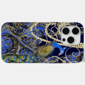 Gold Garland Navy Black Peacock Swirl Case-Mate iPhone Case (Achterkant (horizontaal))