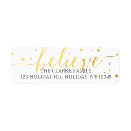 Gold Geloof Handwriting Holiday Address Label (Voorkant)