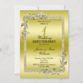 Gold Gem en Glitter 1st Wedding Jubileum Kaart (Voorkant)