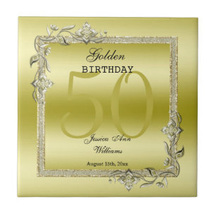 Gold Gem en Glitter 50e gouden verjaardag Tegeltje